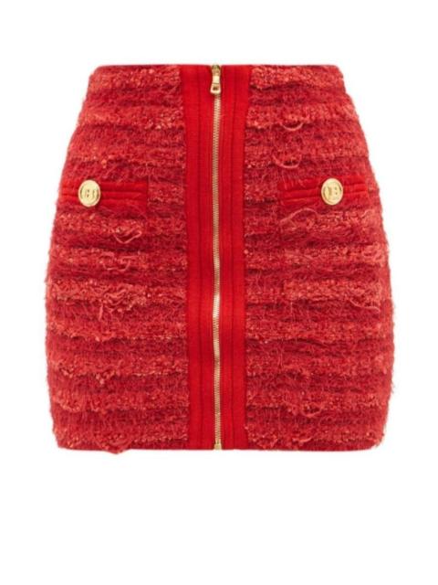 Balmain Zipped Tweed Mini Skirt