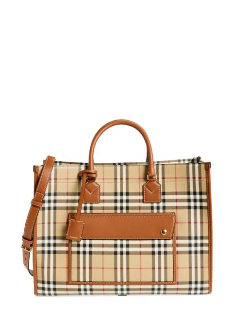 Burberry burberry Medium Freya Check Coated Canvas Tote in Vntg Chk/Briar Brown at Nordstrom