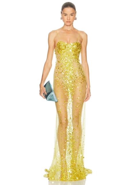 THE ATTICO Sheer Sequin Gown