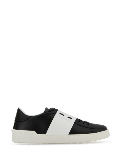 Valentino Black leather Open sneakers with white band