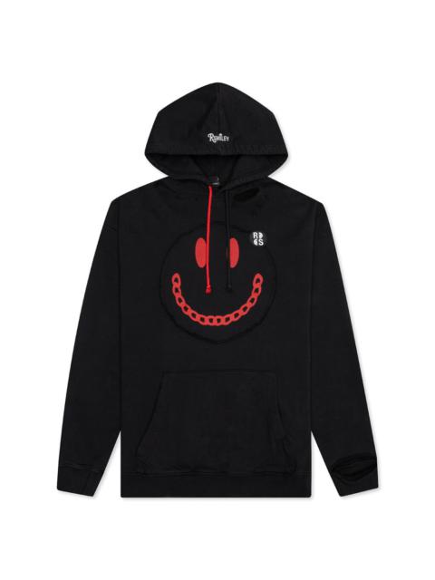 Raf Simons RAF SIMONS X SMILEY PRINT DESTROY WASHED REGULAR FIT HOODIE - BLACK