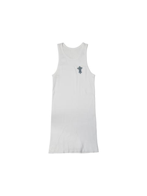 Chrome Hearts Chrome Hearts Ribbed Blue Glitter Leather Cross Patch Tank Top White