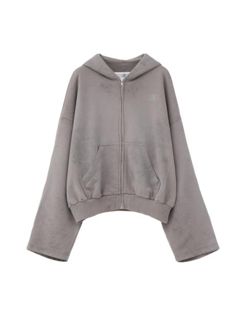 MM6 Maison Margiela Cropped Zip-Up Hoodie 'Taupe'