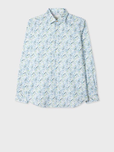 Paul Smith Tailored-Fit Blue 'Watercolour Blossom' Print Shirt