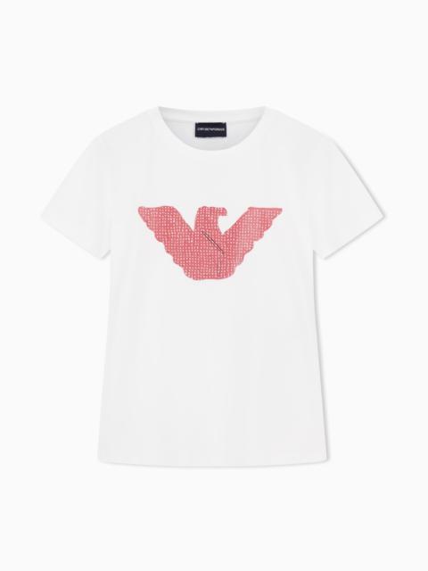 EMPORIO ARMANI ASV STRETCH-JERSEY SLIM-FIT T-SHIRT WITH OVERSIZED EAGLE PATTERN