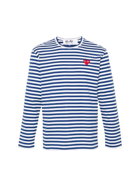 Comme des Garçons PLAY UNISEX STRIPED TEE RED HEART - NAVY