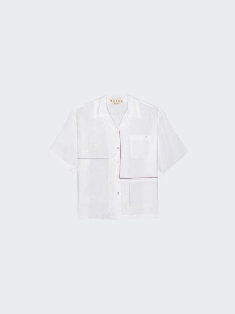Marni Patchwork Linen Shirt Lily White