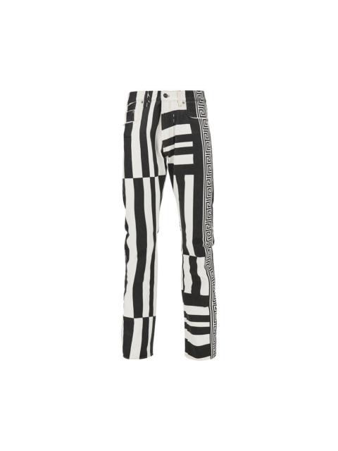 VERSACE Versace Sylvester Print Denim Jeans White Men