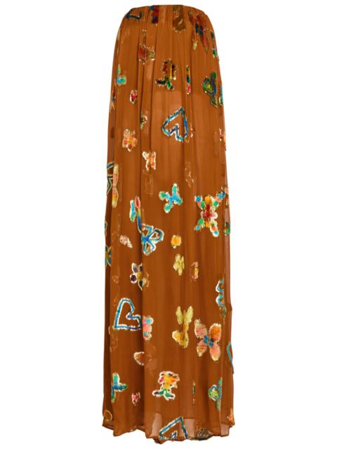 ALÉMAIS Alemais Devoré Silk-blend Maxi Dress