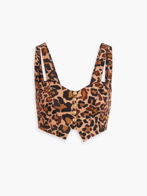 Other Designers Cropped leopard-print cotton-blend twill top