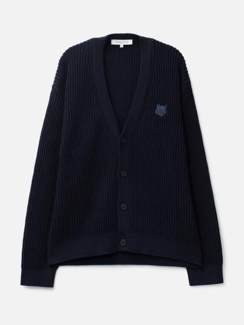 Maison Kitsuné FOX HEAD COTTON RIBBED CARDIGAN