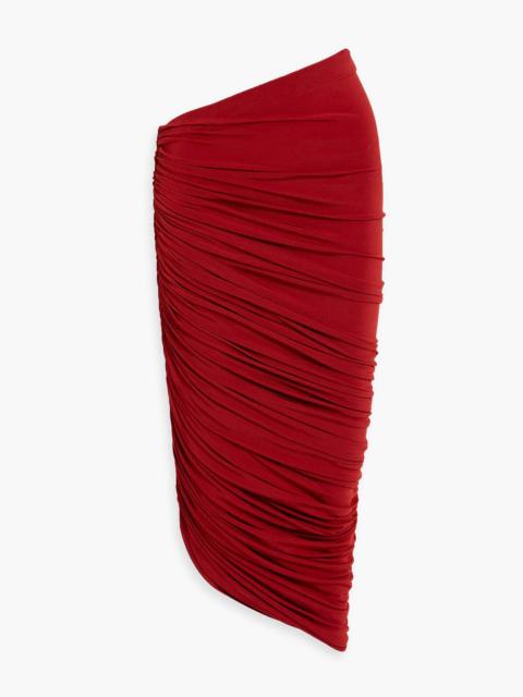 MAGDA BUTRYM Asymmetric ruched jersey midi skirt