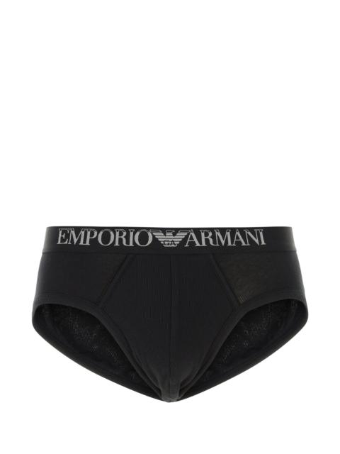 EMPORIO ARMANI Black stretch cotton brief set