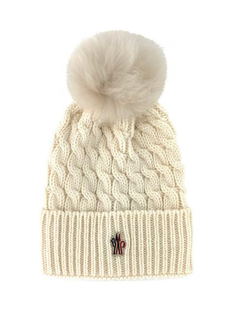 Moncler Grenoble Ivory Wool Beanie Hat