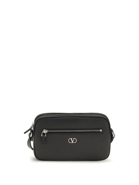 Valentino Valentino Garavani Grained Leather Crossbody Bag Nero