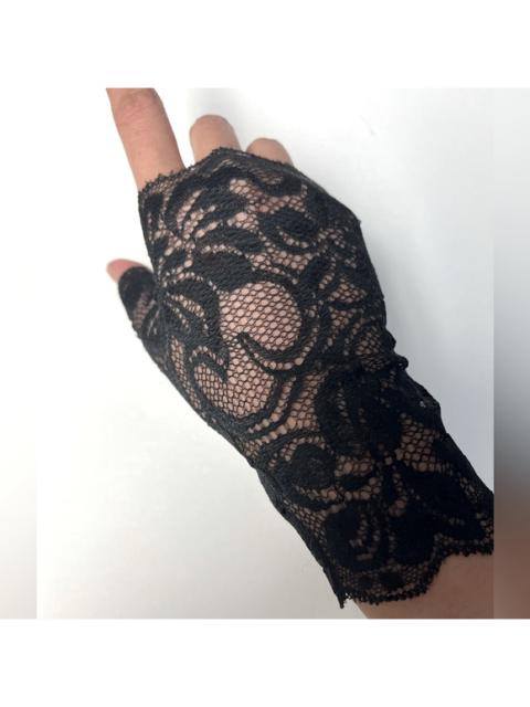 Other Designers Lace Fingerless Black Gloves
