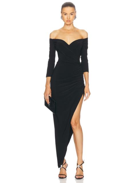 NORMA KAMALI Off Shoulder Sweetheart Side Drape Gown