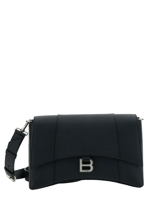 BALENCIAGA Balenciaga Men 'Messenger Downtown' Black Cross-Body Bag With B Logo In Semi Matte Leather Man