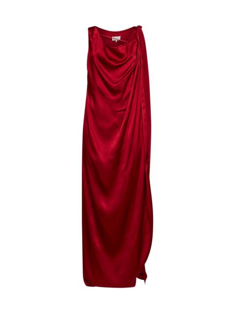 Maison Margiela Maison Margiela Women Dark Red Satin Draped Maxi Dress