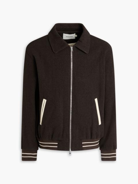 FRAME Varsity leather-trimmed wool-blend jacket