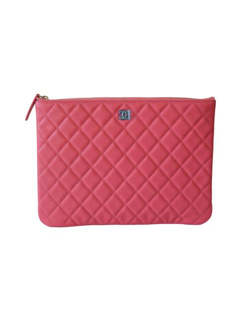 CHANEL Chanel Caviar Large Classic O Case Pouch Gold Hardware Pink