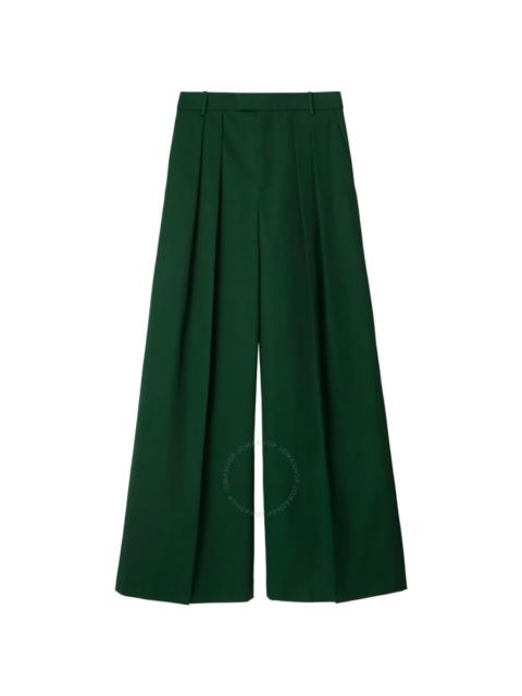 Burberry Wide Leg Pleated-Detail Cotton Trousers