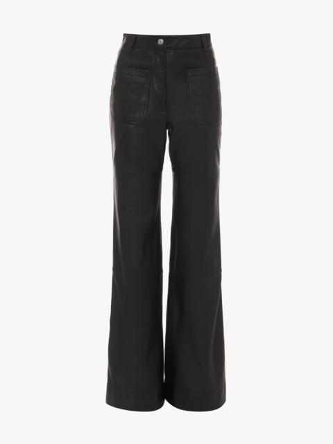 Victoria Beckham Alina High Waisted Trouser In Soft Black Leather