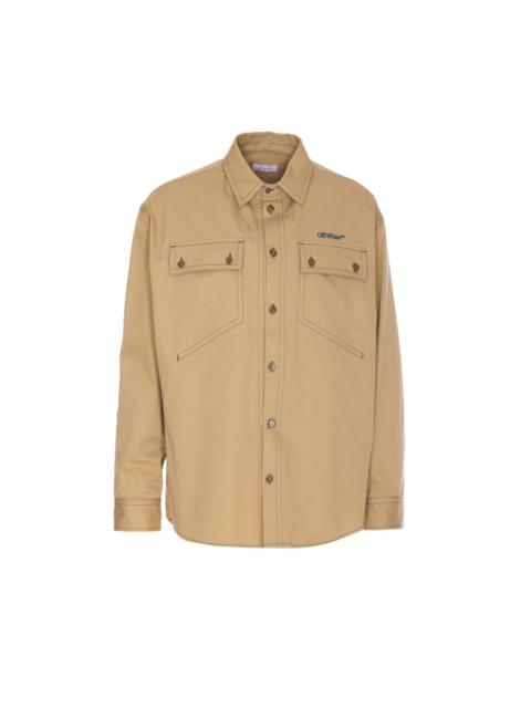 Off White Men Stitch Logo Military Overshirt