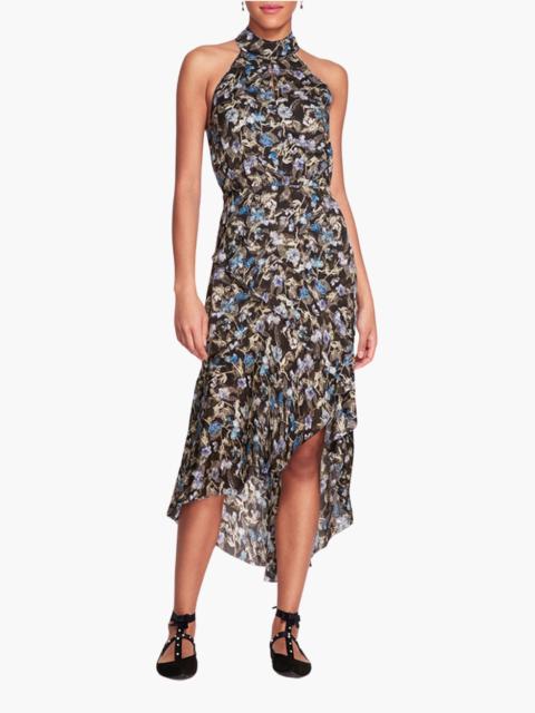 Marchesa MAGNOLIA PRINTED VISCOSE HALTER MIDI DRESS