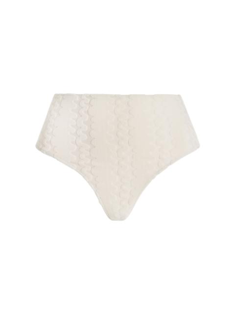 OAS Riva Ruched High-Rise Bikini Bottom ivory