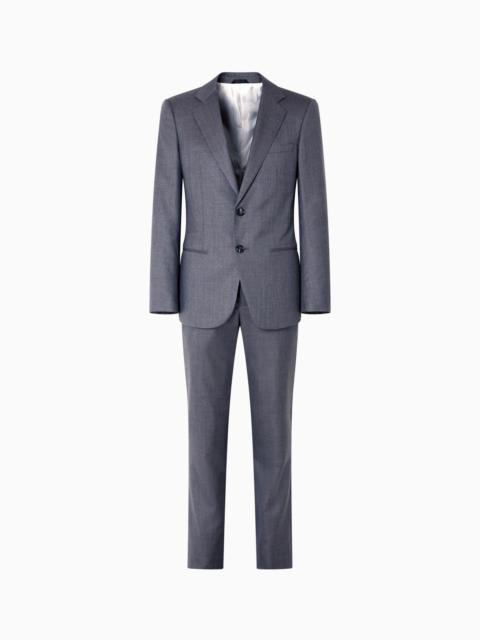 GIORGIO ARMANI SINGLE-BREASTED SOHO LINE SUIT IN MÉLANGE MICRO-PINSTRIPED VIRGIN WOOL