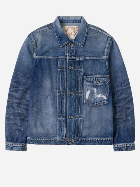 EVISU Seagull Print Regular Fit Denim Trucker Jacket
