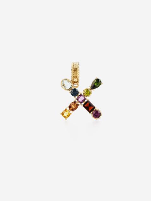 Dolce & Gabbana Charm X Lettering 18-carat yellow gold and multicolored gems