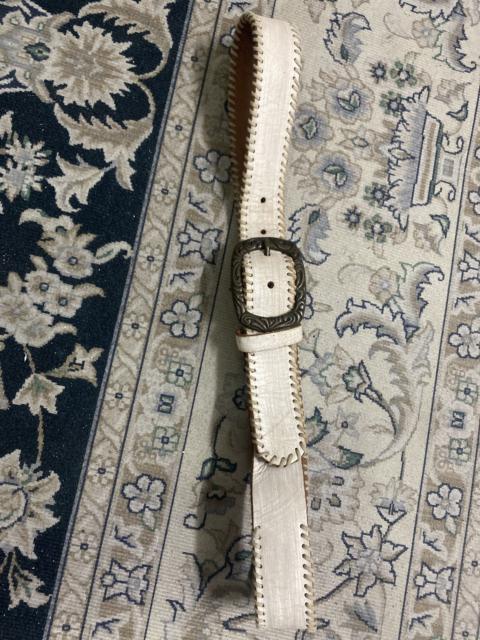 Other Designers Vintage SCOOTER Hand-Stitched Leather Belt Western Cowboy Style White Brass Buckle