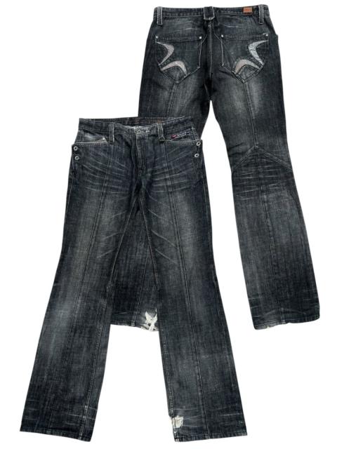 Nicole Club Snake Skin Goth Lowrise Flare Denim Jeans 32x33