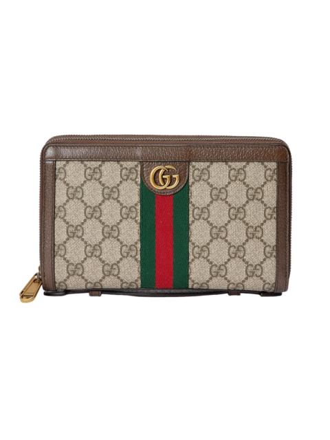 GUCCI GUCCI Ophidia $1640 Beige And Ebony GG Canvas Travel Case Ne