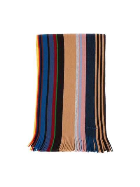 Paul Smith signature-stripe fringed scarf