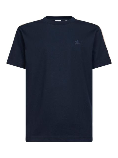 Burberry Burberry Men Blue Cotton T-Shirt With Check Trims