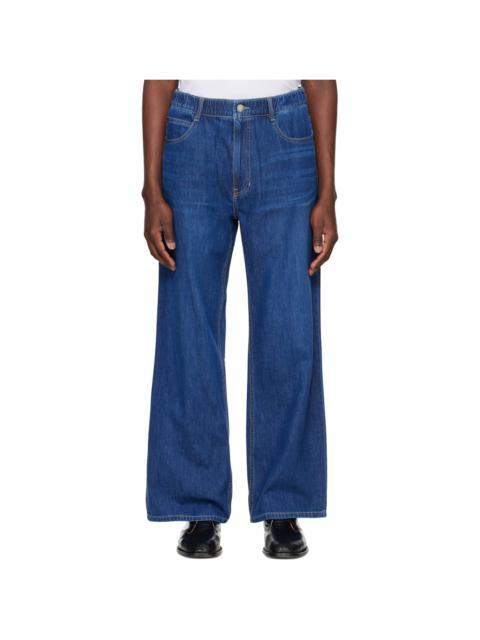 SOLID HOMME Blue Wide Bootcut Jeans