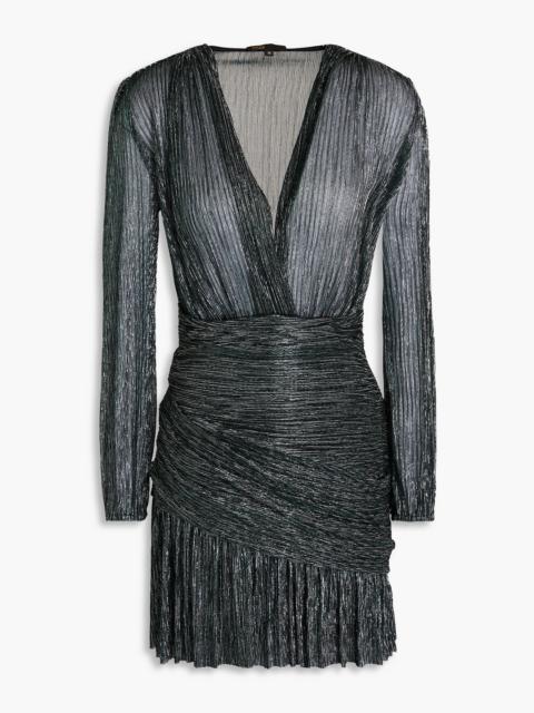 maje Wrap-effect lamé mini dress