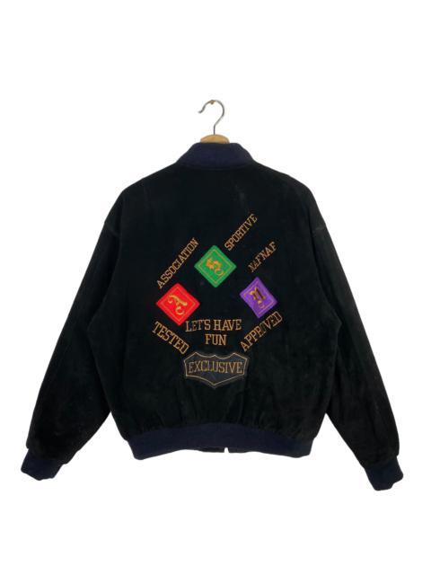 Other Designers Vintage - Vintage Naf Naf Leather Bomber Jacket L Size Black Colour