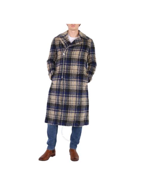 EMPORIO ARMANI Emporio Armani Men's Check Wool Alpaca And Mohair Blend Plaid Coat, Brand Size 50