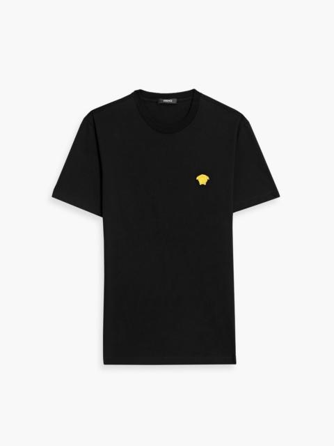 VERSACE Embroidered cotton-jersey T-shirt