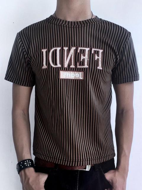 FENDI 1990s Fendi Vertical Stripe Spell Out T-Shirt