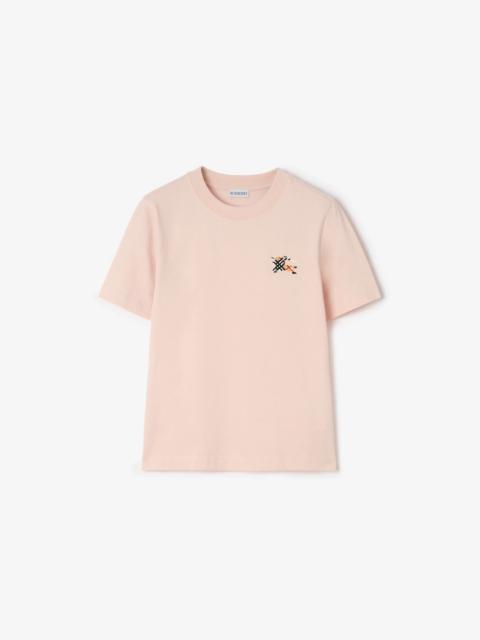 Burberry Burberry Cotton T-shirt With Knight Check Pink