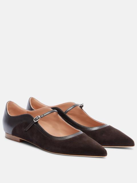 MALONE SOULIERS Corina leather and suede Mary Jane flats