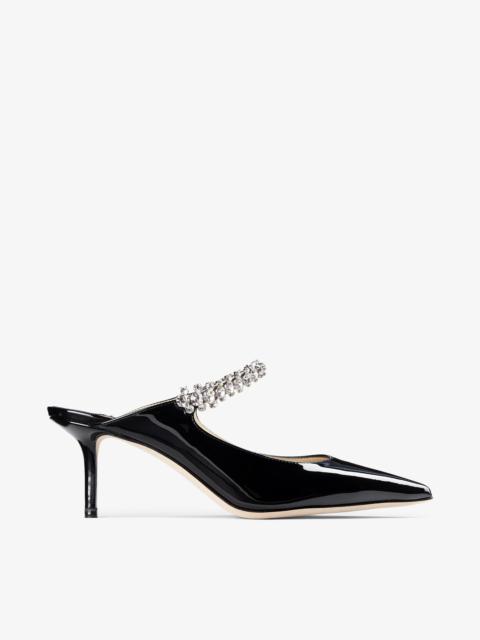JIMMY CHOO Bing 65
Black Patent Leather Mules with Crystal Strap