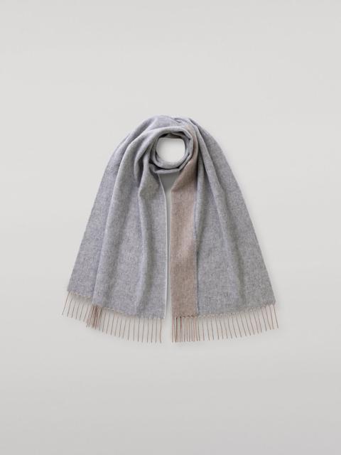 Johnstons of Elgin Bard Natural & Grey Cashmere Scarf