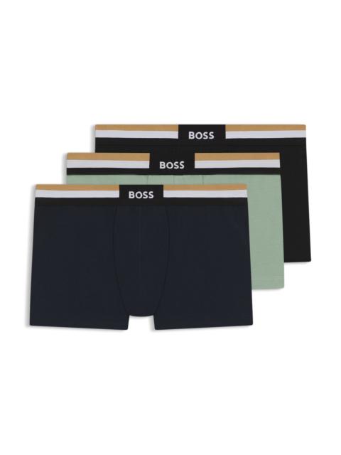 BOSS THREE-PACK OF TRUNKS IN A MOISTURE-WICKING COTTON BLEND