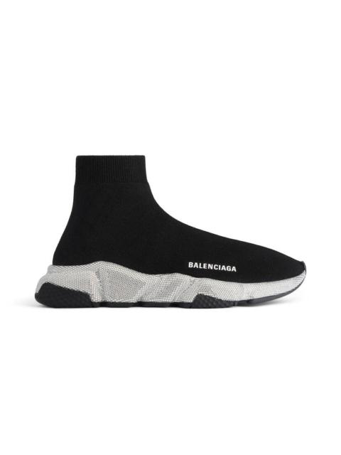 BALENCIAGA Women's Speed Recycled Knit Sneaker With Rhinestones in Black